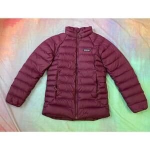 Patagonia Drop Tail Down Sweater Jacket Quilted Fuschia Puffer Sz M 10 Read Desc